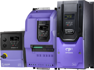 Invertek Optidrive P2 variable frequency drives in multiple enclosure sizes