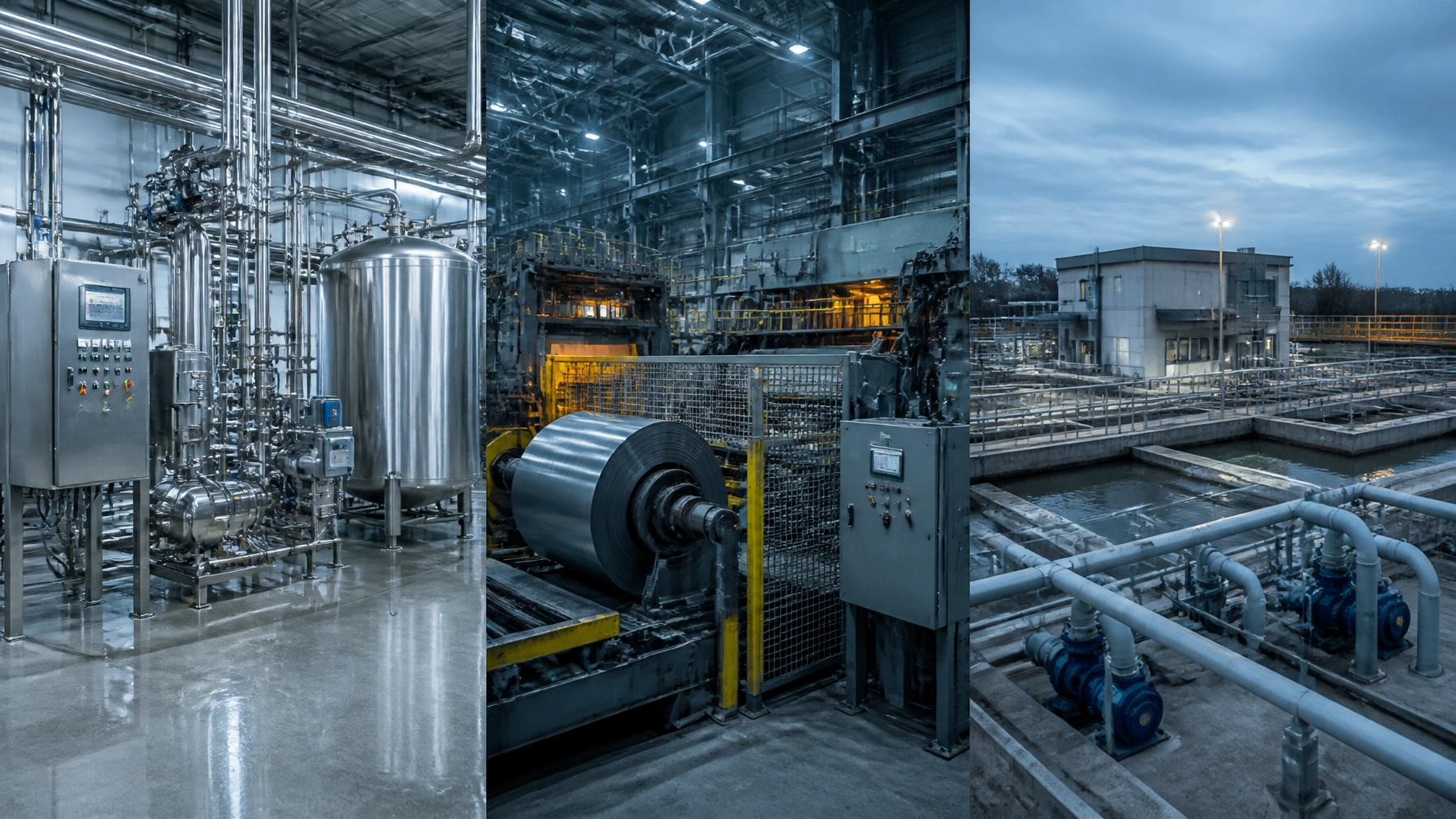 Dairy processing, metals manufacturing, and water treatment automation facilities